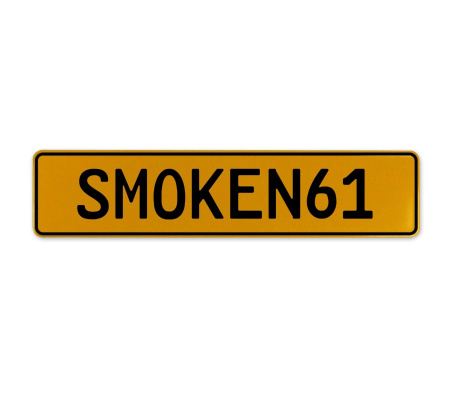 SMOKEN61  - Yellow Aluminum Street Sign Mancave Euro Plate Name Door Sign Wall