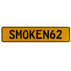 SMOKEN62  - Yellow Aluminum Street Sign Mancave Euro Plate Name Door Sign Wall