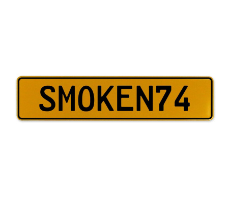 SMOKEN74  - Yellow Aluminum Street Sign Mancave Euro Plate Name Door Sign Wall