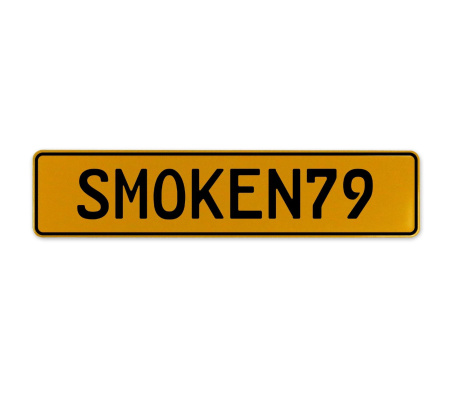 SMOKEN79  - Yellow Aluminum Street Sign Mancave Euro Plate Name Door Sign Wall