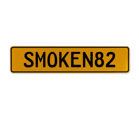 SMOKEN82  - Yellow Aluminum Street Sign Mancave Euro Plate Name Door Sign Wall