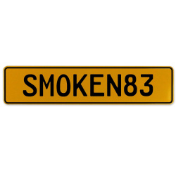 SMOKEN83  - Yellow Aluminum Street Sign Mancave Euro Plate Name Door Sign Wall