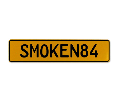 SMOKEN84  - Yellow Aluminum Street Sign Mancave Euro Plate Name Door Sign Wall