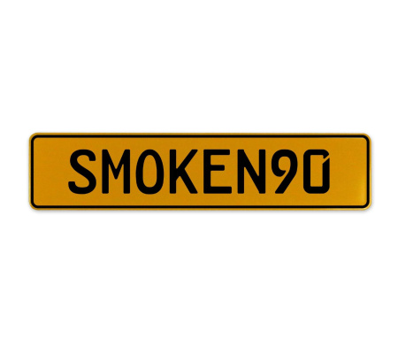 SMOKEN90  - Yellow Aluminum Street Sign Mancave Euro Plate Name Door Sign Wall