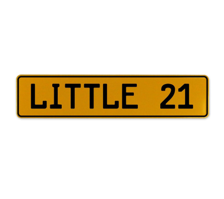 LITTLE 21  - Yellow Aluminum Street Sign Mancave Euro Plate Name Door Sign Wall