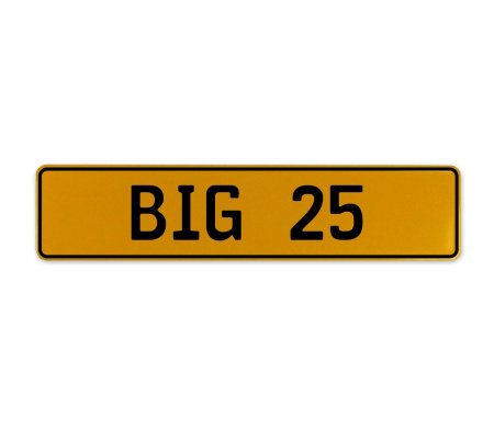 BIG 25  - Yellow Aluminum Street Sign Mancave Euro Plate Name Door Sign Wall