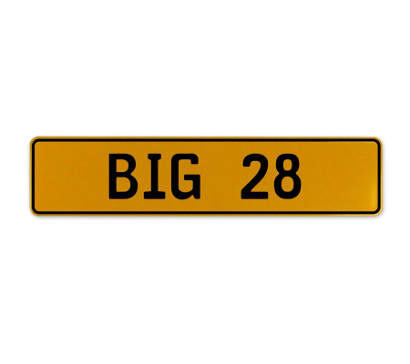 BIG 28  - Yellow Aluminum Street Sign Mancave Euro Plate Name Door Sign Wall
