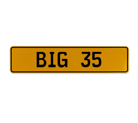 BIG 35  - Yellow Aluminum Street Sign Mancave Euro Plate Name Door Sign Wall