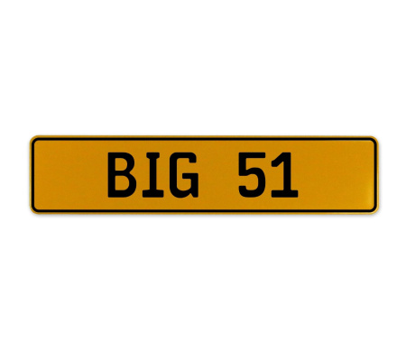 BIG 51  - Yellow Aluminum Street Sign Mancave Euro Plate Name Door Sign Wall