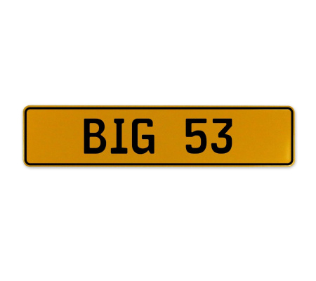BIG 53  - Yellow Aluminum Street Sign Mancave Euro Plate Name Door Sign Wall