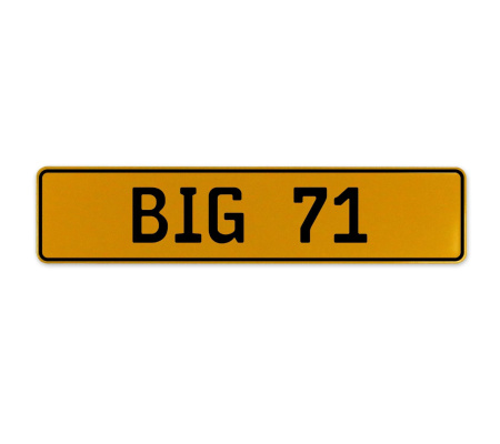 BIG 71  - Yellow Aluminum Street Sign Mancave Euro Plate Name Door Sign Wall