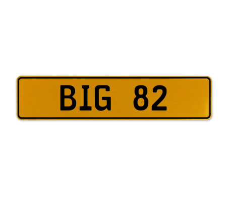 BIG 82  - Yellow Aluminum Street Sign Mancave Euro Plate Name Door Sign Wall