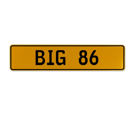 BIG 86  - Yellow Aluminum Street Sign Mancave Euro Plate Name Door Sign Wall