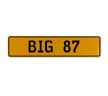 BIG 87  - Yellow Aluminum Street Sign Mancave Euro Plate Name Door Sign Wall