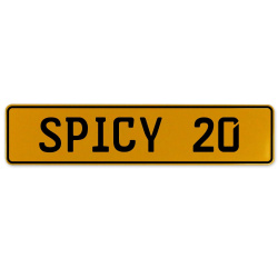 SPICY 20  - Yellow Aluminum Street Sign Mancave Euro Plate Name Door Sign Wall