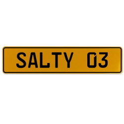 SALTY 03  - Yellow Aluminum Street Sign Mancave Euro Plate Name Door Sign Wall