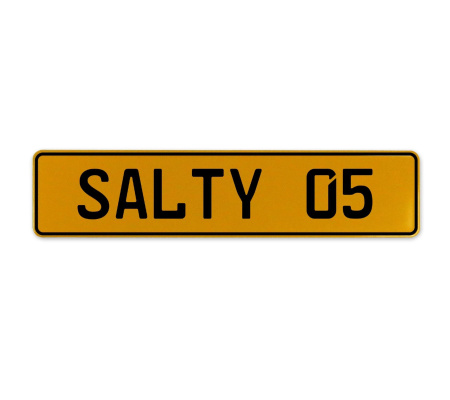 SALTY 05  - Yellow Aluminum Street Sign Mancave Euro Plate Name Door Sign Wall