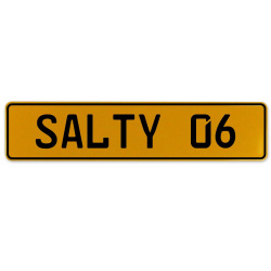 SALTY 06  - Yellow Aluminum Street Sign Mancave Euro Plate Name Door Sign Wall