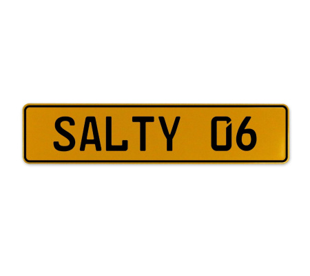 SALTY 06  - Yellow Aluminum Street Sign Mancave Euro Plate Name Door Sign Wall