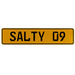 SALTY 09  - Yellow Aluminum Street Sign Mancave Euro Plate Name Door Sign Wall