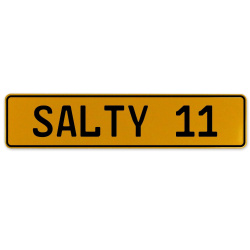 SALTY 11  - Yellow Aluminum Street Sign Mancave Euro Plate Name Door Sign Wall
