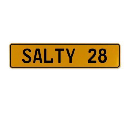 SALTY 28  - Yellow Aluminum Street Sign Mancave Euro Plate Name Door Sign Wall