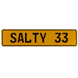 SALTY 33  - Yellow Aluminum Street Sign Mancave Euro Plate Name Door Sign Wall