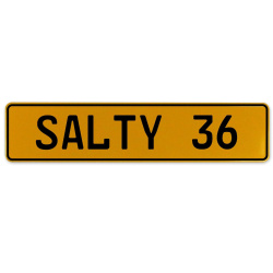 SALTY 36  - Yellow Aluminum Street Sign Mancave Euro Plate Name Door Sign Wall