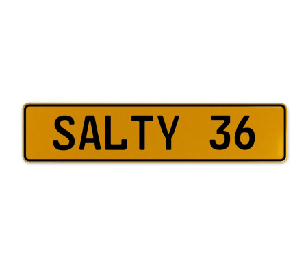 SALTY 36  - Yellow Aluminum Street Sign Mancave Euro Plate Name Door Sign Wall
