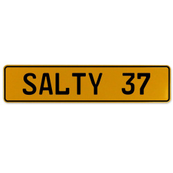 SALTY 37  - Yellow Aluminum Street Sign Mancave Euro Plate Name Door Sign Wall