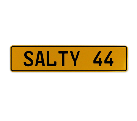 SALTY 44  - Yellow Aluminum Street Sign Mancave Euro Plate Name Door Sign Wall