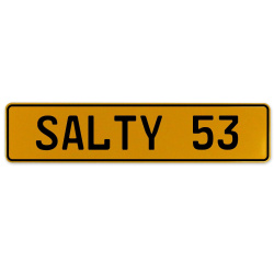 SALTY 53  - Yellow Aluminum Street Sign Mancave Euro Plate Name Door Sign Wall
