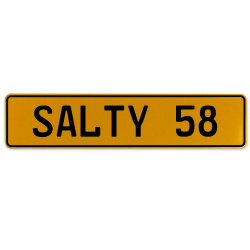 SALTY 58  - Yellow Aluminum Street Sign Mancave Euro Plate Name Door Sign Wall