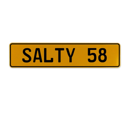 SALTY 58  - Yellow Aluminum Street Sign Mancave Euro Plate Name Door Sign Wall