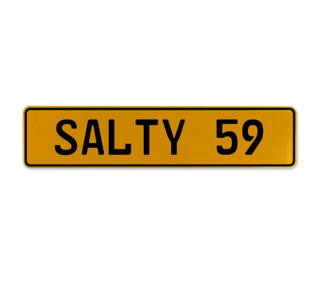 SALTY 59  - Yellow Aluminum Street Sign Mancave Euro Plate Name Door Sign Wall