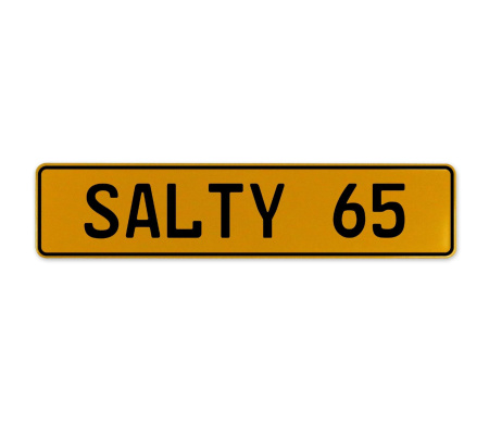 SALTY 65  - Yellow Aluminum Street Sign Mancave Euro Plate Name Door Sign Wall