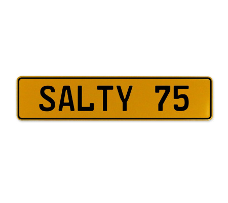SALTY 75  - Yellow Aluminum Street Sign Mancave Euro Plate Name Door Sign Wall