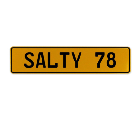 SALTY 78  - Yellow Aluminum Street Sign Mancave Euro Plate Name Door Sign Wall
