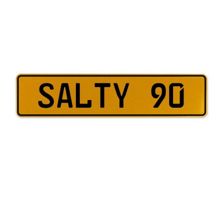 SALTY 90  - Yellow Aluminum Street Sign Mancave Euro Plate Name Door Sign Wall