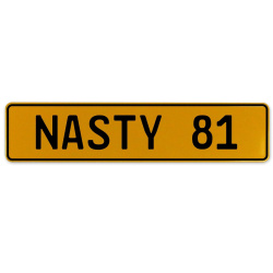 NASTY 81  - Yellow Aluminum Street Sign Mancave Euro Plate Name Door Sign Wall