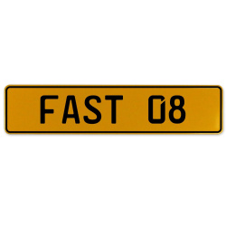 FAST 08  - Yellow Aluminum Street Sign Mancave Euro Plate Name Door Sign Wall