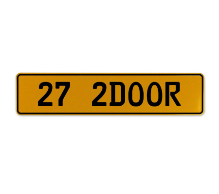 27 2DOOR  - Yellow Aluminum Street Sign Mancave Euro Plate Name Door Sign Wall