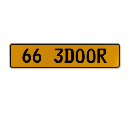 66 3DOOR  - Yellow Aluminum Street Sign Mancave Euro Plate Name Door Sign Wall