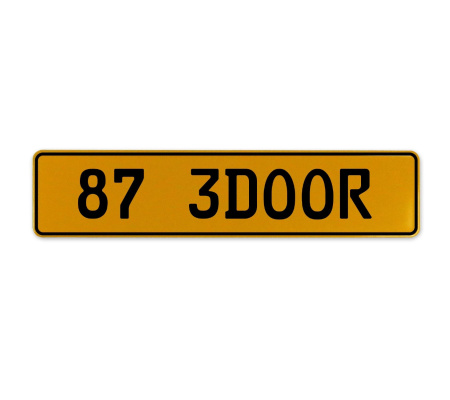 87 3DOOR  - Yellow Aluminum Street Sign Mancave Euro Plate Name Door Sign Wall