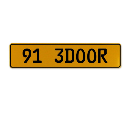 91 3DOOR  - Yellow Aluminum Street Sign Mancave Euro Plate Name Door Sign Wall