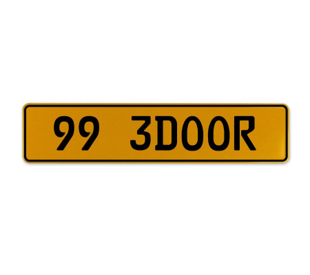 99 3DOOR  - Yellow Aluminum Street Sign Mancave Euro Plate Name Door Sign Wall