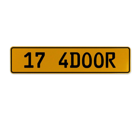17 4DOOR  - Yellow Aluminum Street Sign Mancave Euro Plate Name Door Sign Wall
