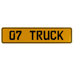 07 TRUCK  - Yellow Aluminum Street Sign Mancave Euro Plate Name Door Sign Wall