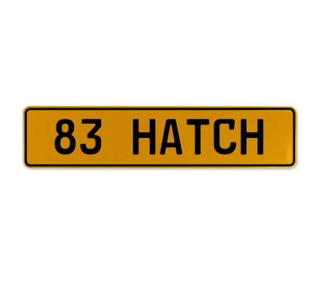 83 HATCH  - Yellow Aluminum Street Sign Mancave Euro Plate Name Door Sign Wall