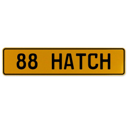 88 HATCH  - Yellow Aluminum Street Sign Mancave Euro Plate Name Door Sign Wall